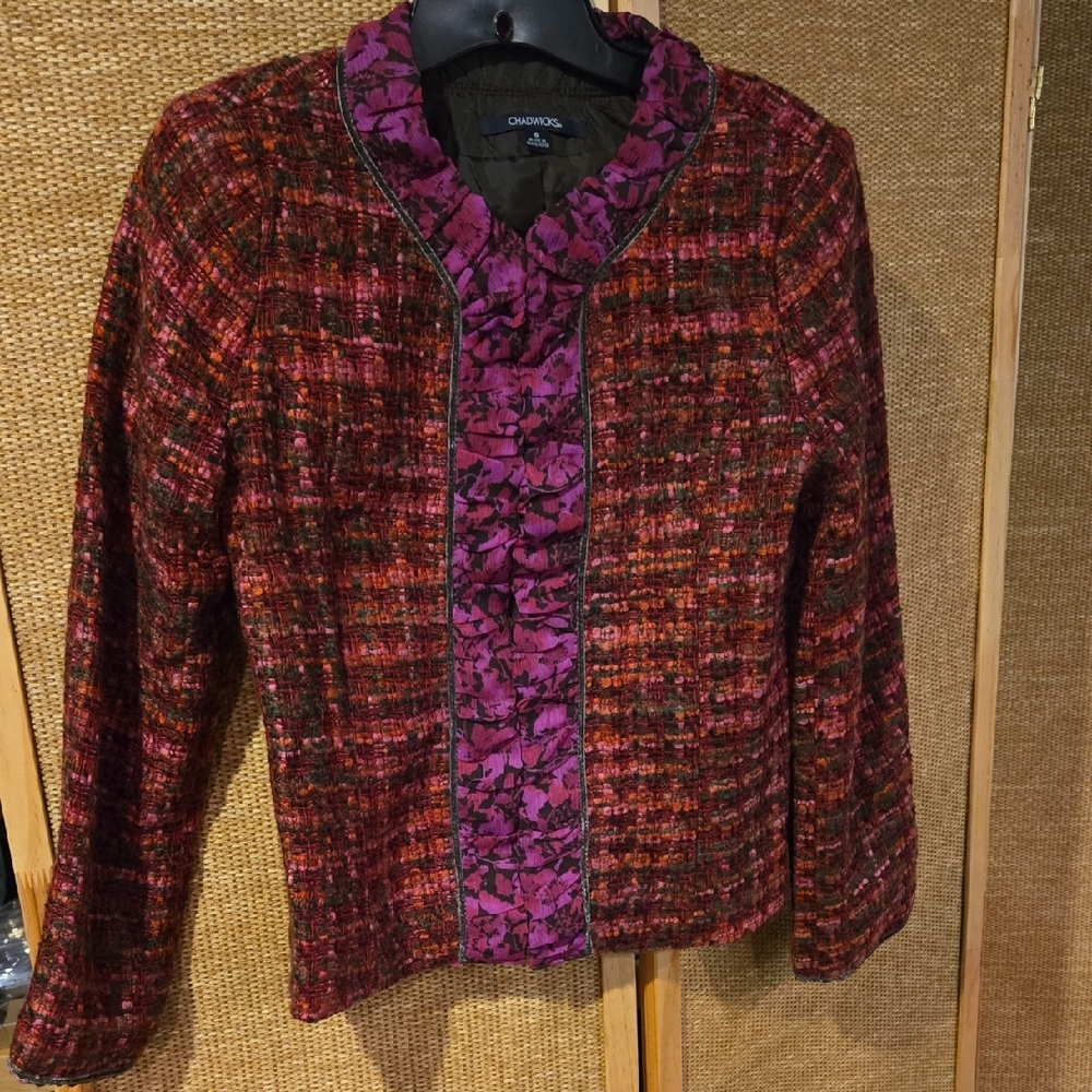 Red and Fuchsia Tweed Blazer